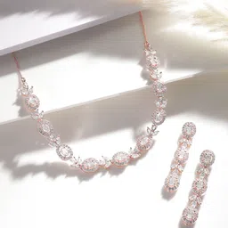 Rubans Gold-Plated White CZ-Studded Handcrafted Jewellery Set-42