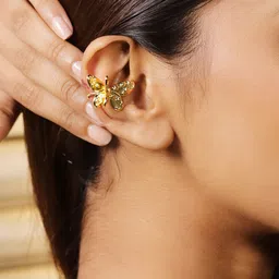 Rubans Voguish Bold 18K Gold Plated Embossed Butterfly Statement Ring image 5