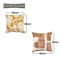 Ode & Cleo White & Mustard Set of 5 Floral Square Cushion Covers image 4