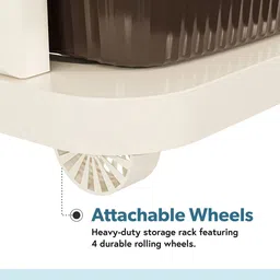 Kuber Industries Ivory Brown 3 Layer Plastic Modular Storage Drawer Organizer With Wheels image 5