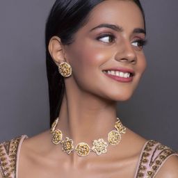 Fida Gold-Plated White Kundan-Studded & Pearl Beaded Handmade Jewellery Set-image-79