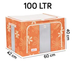 BlushBees Orange & Cream-Color Printed Multi-Utility Wardrobe Organisers image 3