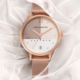French Connection Women Rose Gold-Toned Dial & Rose Gold Toned Stainless Steel Bracelet Style Straps Watch-image-93