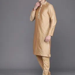 Manu Men Solid Kurta with Churidar & Nehru Jacket image 4