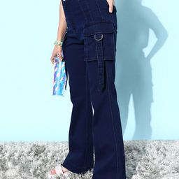 DOLCE CRUDO Women Navy Blue Bootcut High-Rise Stretchable Jeans-image-28