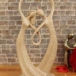 TIED RIBBONS Beige Textured Romantic Couple Figurine Showpiece-15