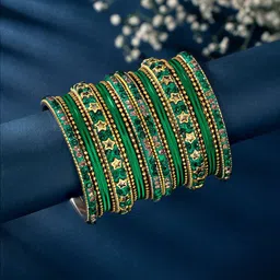 Peora 22-Piece Gold-Plated Silk Thread & Stone-Studded Bangles-23
