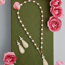 Zaveri Pearls Gold-Plated Stone-Studded & Beaded Jewellery Set-picture-11