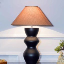 kapoor lampshades Lgnatio Metal Table Lamp With Beige Cotton Shade-picture-14