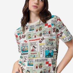 The Souled Store White Peanuts Humour And Comic Printed Pure Cotton T-shirt-image-20