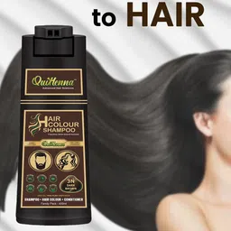 QUIKHENNA Set of 2 Grey Coverage Hair Color Shampoo 400 ml each - Dark Brown 3N image 4
