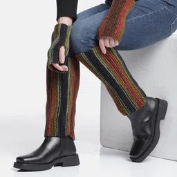 Magic Needles Unisex Striped Acrylic Winter Gloves & Legwarmers-10