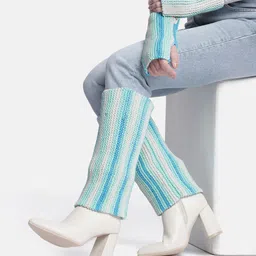 Magic Needles Unisex Striped Acrylic Winter Gloves & Legwarmers-image-51