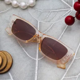 Ted Smith Unisex Brown Rectangle Sunglasses With UV Protected Lens-39