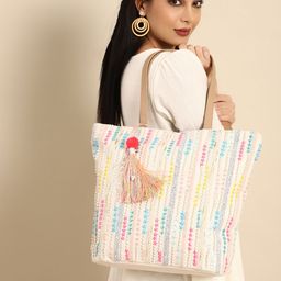 Sangria Embellished Oversized Shopper Tote Bag with Tasselled Detail-44