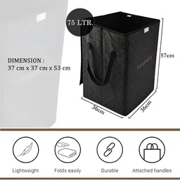 Kuber Industries 3 Pcs Back Printed Laundry Bag With Lid & Handle-75L image 4