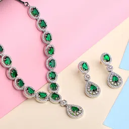 ASMITTA JEWELLERY Rhodium-Plated Cubic Zirconia-Studded Jewellery Set-13