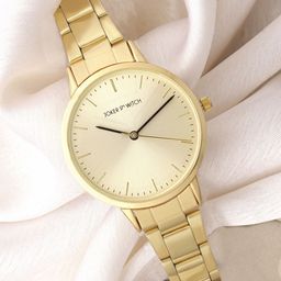 JOKER & WITCH Women Gold Dial & Stainless Steel Bracelet Style Analogue Watch AMWW505-43