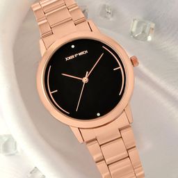 JOKER & WITCH Women Black Dial & Rose Gold Toned Stainless Steel Straps Analogue Watch-image-97