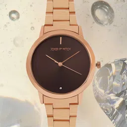 JOKER & WITCH Women Brown Dial & Rose Gold Toned Stainless Steel Bracelet Style Straps Analogue Watch-picture-45