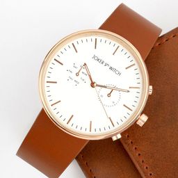 JOKER & WITCH Men White Patterned Dial & Brown Leather Textured Straps Analogue Watch-picture-44