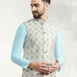 kisah Men Regular Fit Nehru Jacket with Patch Pockets image 2