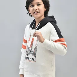 crimsoune club Typographic Print Hoodie with Drawstring image 2