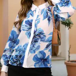 Shein Spread Collar Cuffed Sleeve Floral Print Relaxed Fit Shirt-picture-13