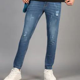 Shein Full Length Distressed Mid Wash Jeans-image-7