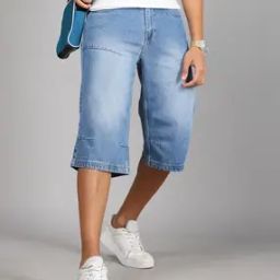 Shein Below the Knee Panelled Wide Denim Shorts-picture-13