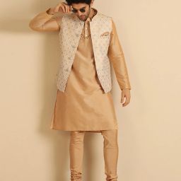 kisah Men Geometric Print Regular Fit Nehru Jacket image 5