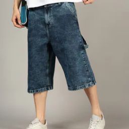 Shein Knee Length Carpenter Style Denim Shorts-image-16
