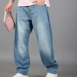 Shein Full Length Fixed Waist Mid Wash Jeans-image-77