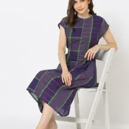 Checked A-line Dress-image-22