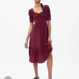 Sweetheart-Neck Relaxed Fit Tiered Dress-image-58