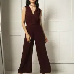 Sleeveless V-Neck Jumpsuit with Contrast Belt-image-6