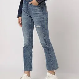 Women Heavy-Wash High-Rise Bootcut Jeans-image-41