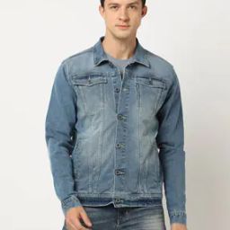 Lightly Washed Slim Fit Denim Jacket-image-11