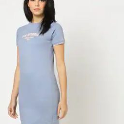 Typographic Print Crew-Neck T-Shirt Dress-image-68