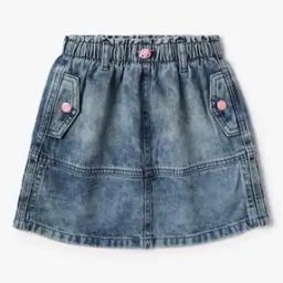Girls Mid-Wash Denim A-Line Skirt-picture-14