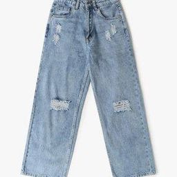 Acid-Wash Straight Fit Distressed Jeans-5
