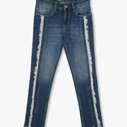 Girls Lightly Washed Skinny Jeans with Frayed Trim-image-86