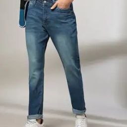 Men Lightly Washed Slim Fit Jeans-image-85