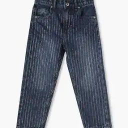 Girls Striped Slim Fit Jeans-image-14