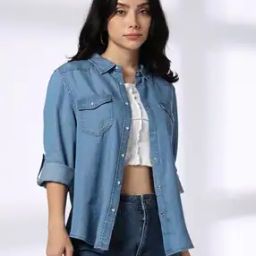 Women Relaxed Fit Shirt with Flap Pockets-image-71