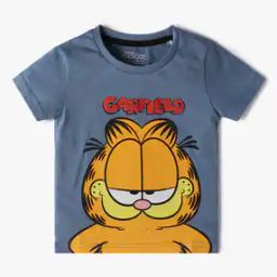 Boys Garfield Print Regular Fit Round-Neck T-Shirt-picture-1