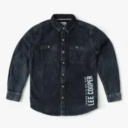 Boys Brand Print Regular Fit Shirt with Patch Pockets-image-10