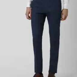peter england Men Checked Slim Fit Flat-Front Trousers-picture-11