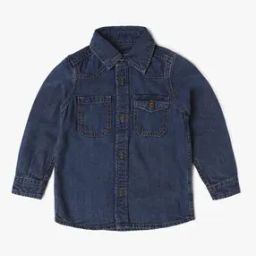 Mid Wash Denim Shirt W Double Pocket-image-9