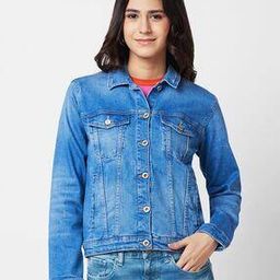 spykar Women Washed Relaxed Fit Denim Jacket-picture-34